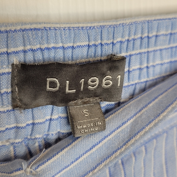 DL1961 Linen Blend Button Front Midi Skirt S Blue Striped Menswear - Picture 6 of 7